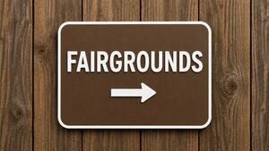FAIRGROUNDS ARROW Road Sign County State Fair
